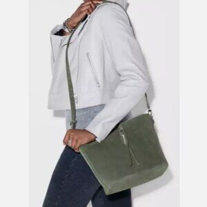 Stella and Dot Covet Sunday Olive Suede Bag Like New